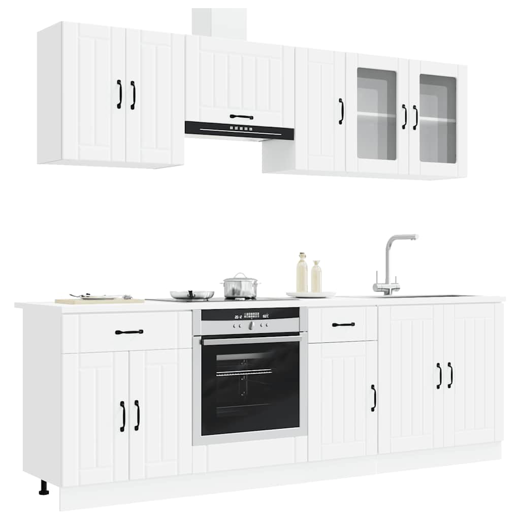 8 Piece Kitchen Cabinet Set "Kalmar" Engineered Wood White
