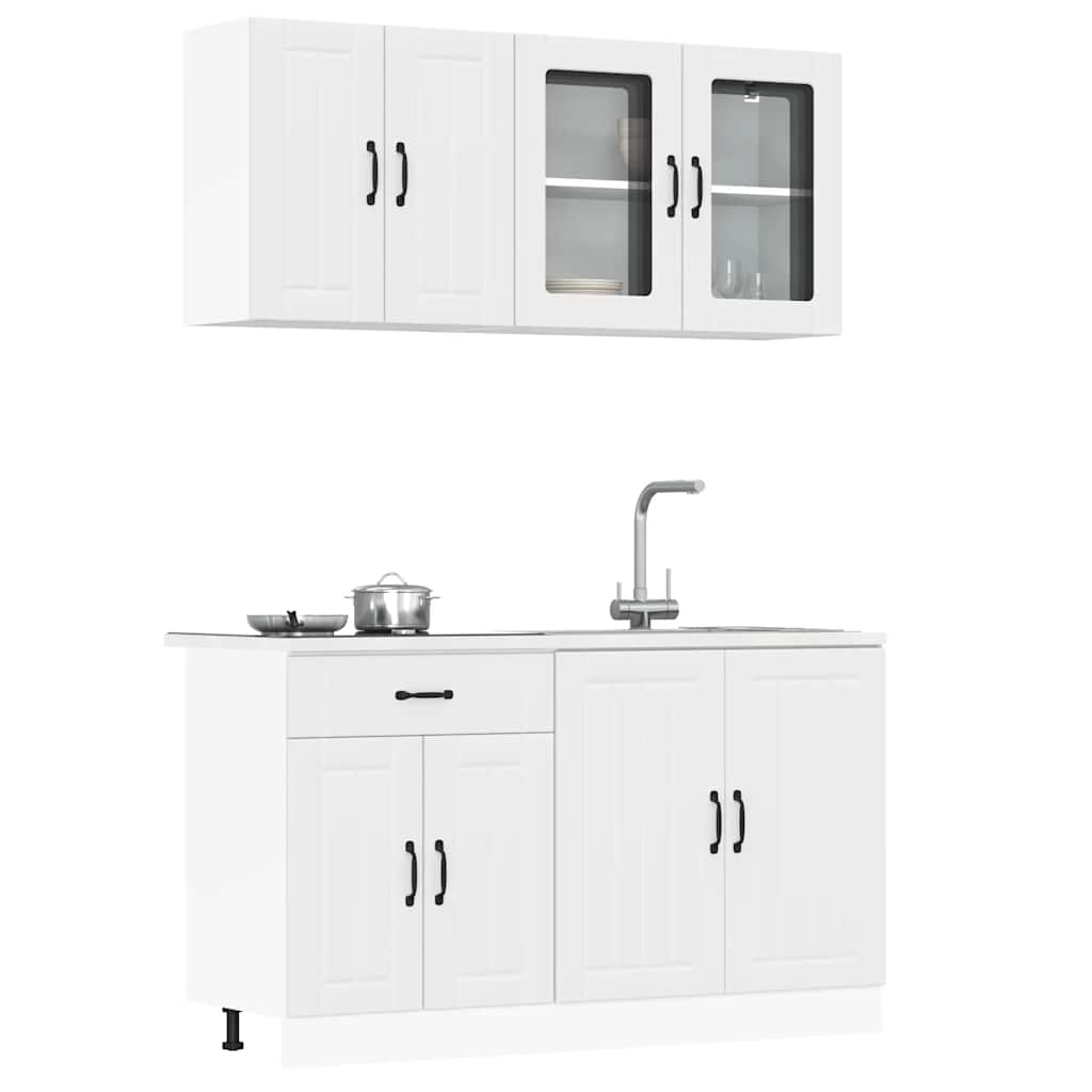 4 Piece Kitchen Cabinet Set "Lucca" Engineered Wood White