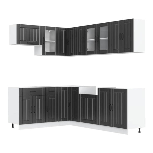 11 Piece Kitchen Cabinet Set "Lucca" Engineered Wood Black