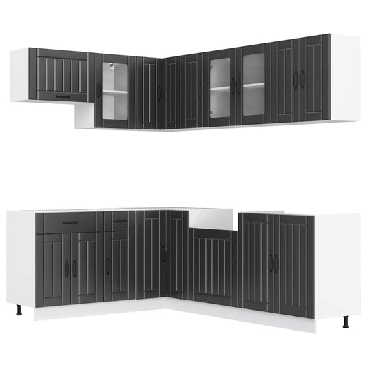 11 Piece Kitchen Cabinet Set "Lucca" Engineered Wood Black
