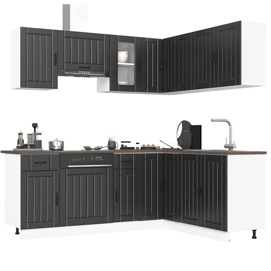 11 Piece Kitchen Cabinet Set "Lucca" Engineered Wood Black