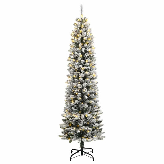 vidaXL Artificial Christmas Tree 150 LEDs and Flocked Snow 120 cm 2
