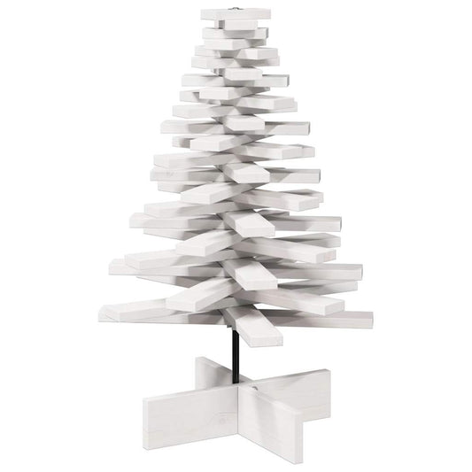 vidaXL Wooden Christmas Tree for Decoration White 80 cm Solid Wood Pine 2