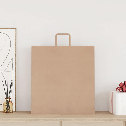 vidaXL Paper Bags 250 pcs with Handles Brown 45x17x48 cm 2