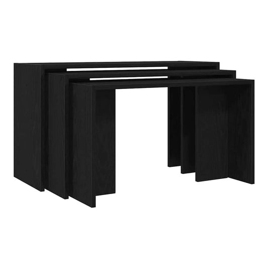 Nesting Tables 3 pcs Engineered Wood Black