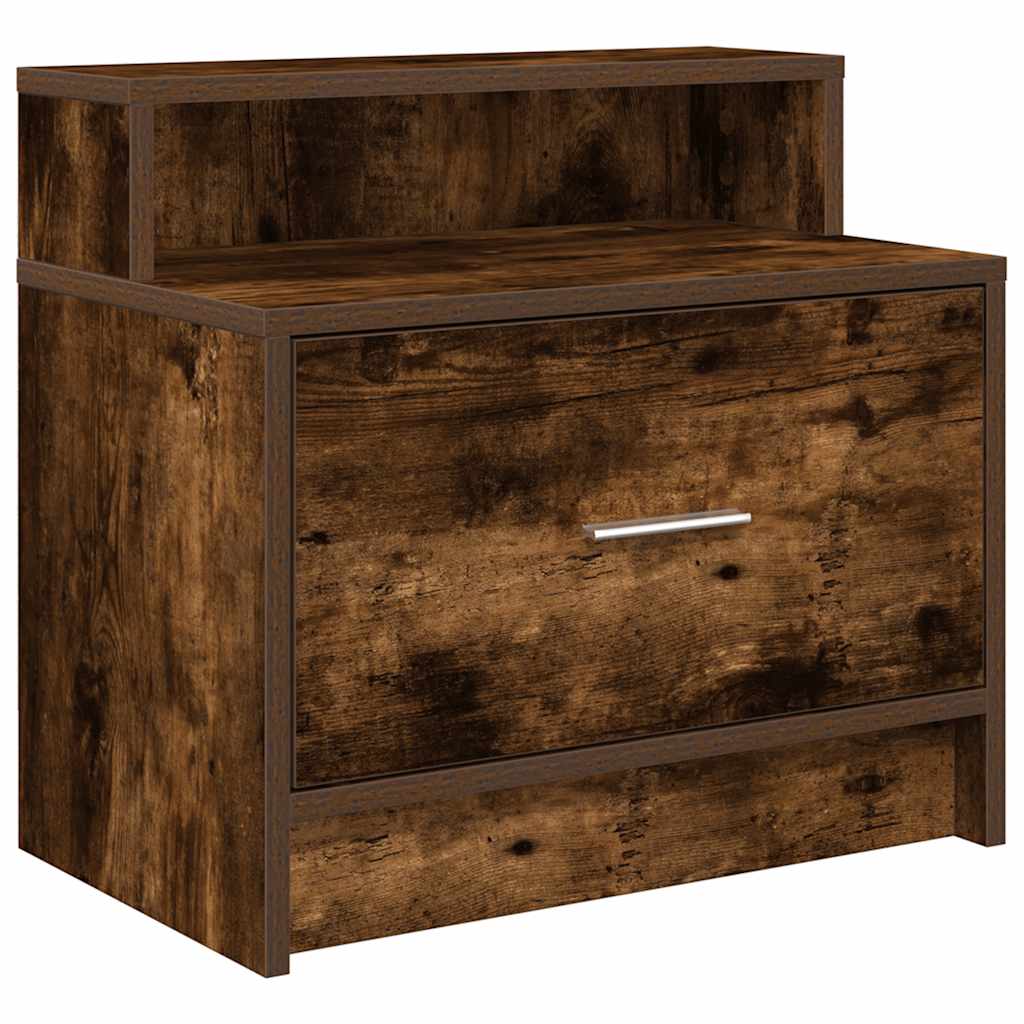 vidaXL Bedside Cabinets with Drawer 2 pcs Smoked Oak 51x31x47 cm 6
