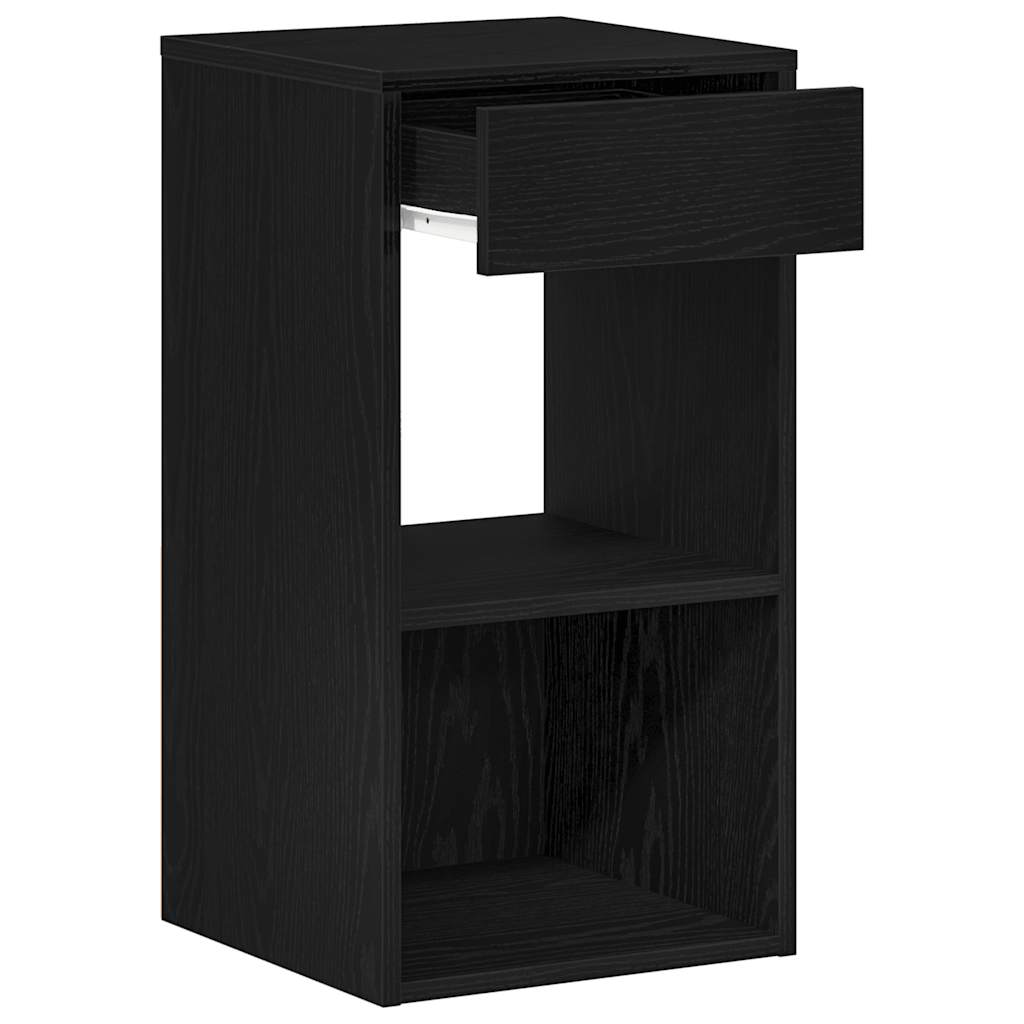 vidaXL Bedside Cabinets with Drawer 2 pcs Black Oak 35x34x66.5 cm 6