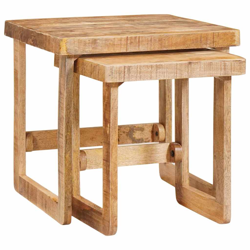 Nesting Tables 2 pcs Brown 46 x 46 x 45 cm Solid Mango Wood Solid rough mango wood
