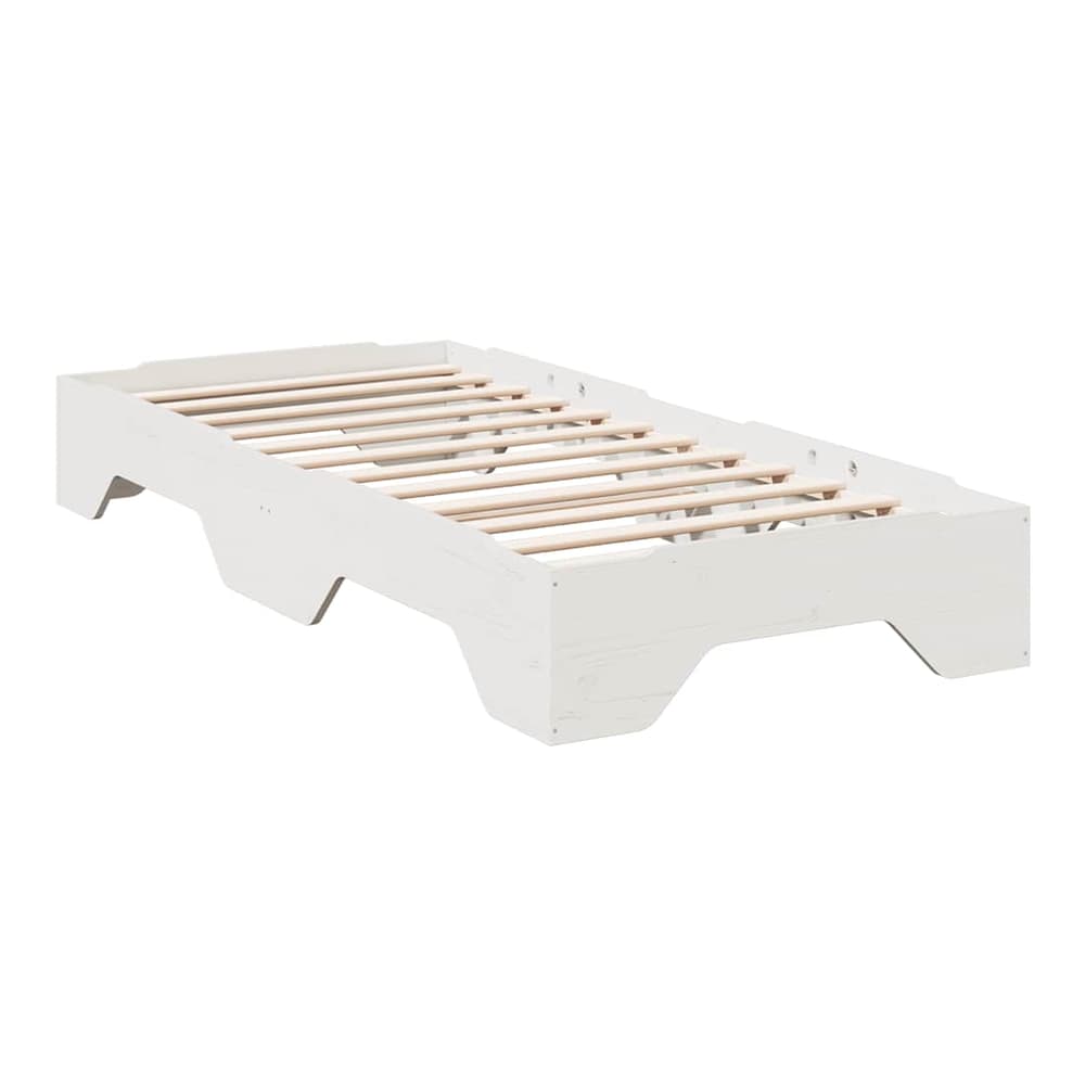 Bed Frame No Mattress Stackable Solid Wood White 90 cm