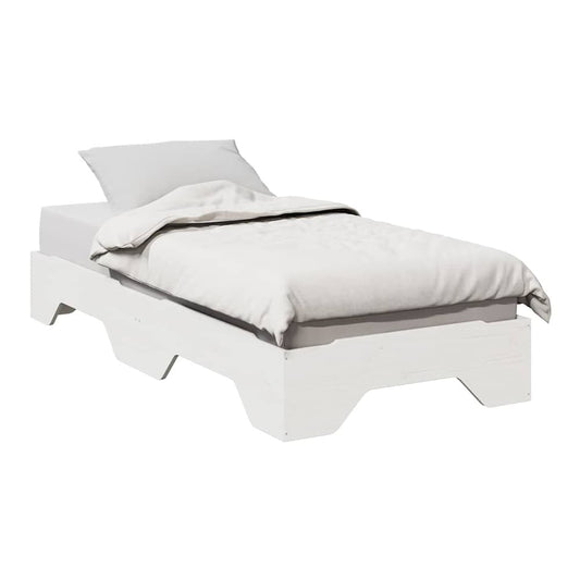 Bed Frame No Mattress Stackable Solid Wood White 90 cm