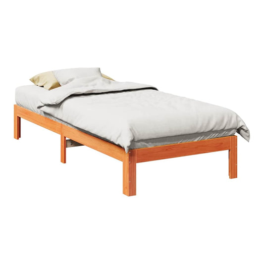 Bed Frame without Mattress Solid Wood Pine Wax brown 80 x 200 cm