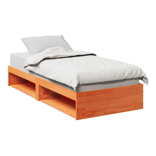 Day Bed without Mattress Solid Wood Pine Wax brown 75 cm 190 cm