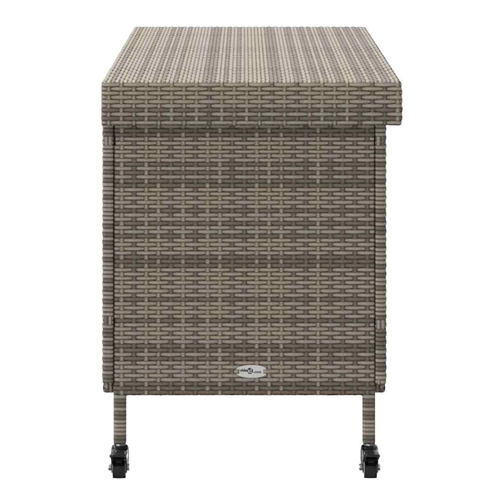 Garden Storage Box with Wheels 110x55x73 cm Poly Rattan Grey