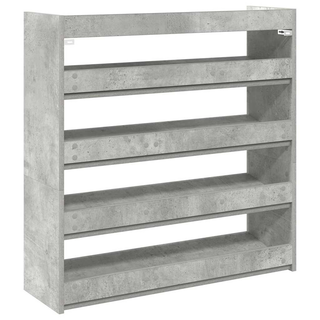 vidaXL Shoe Rack Concrete Grey 80x25x81 cm Engineered Wood 6