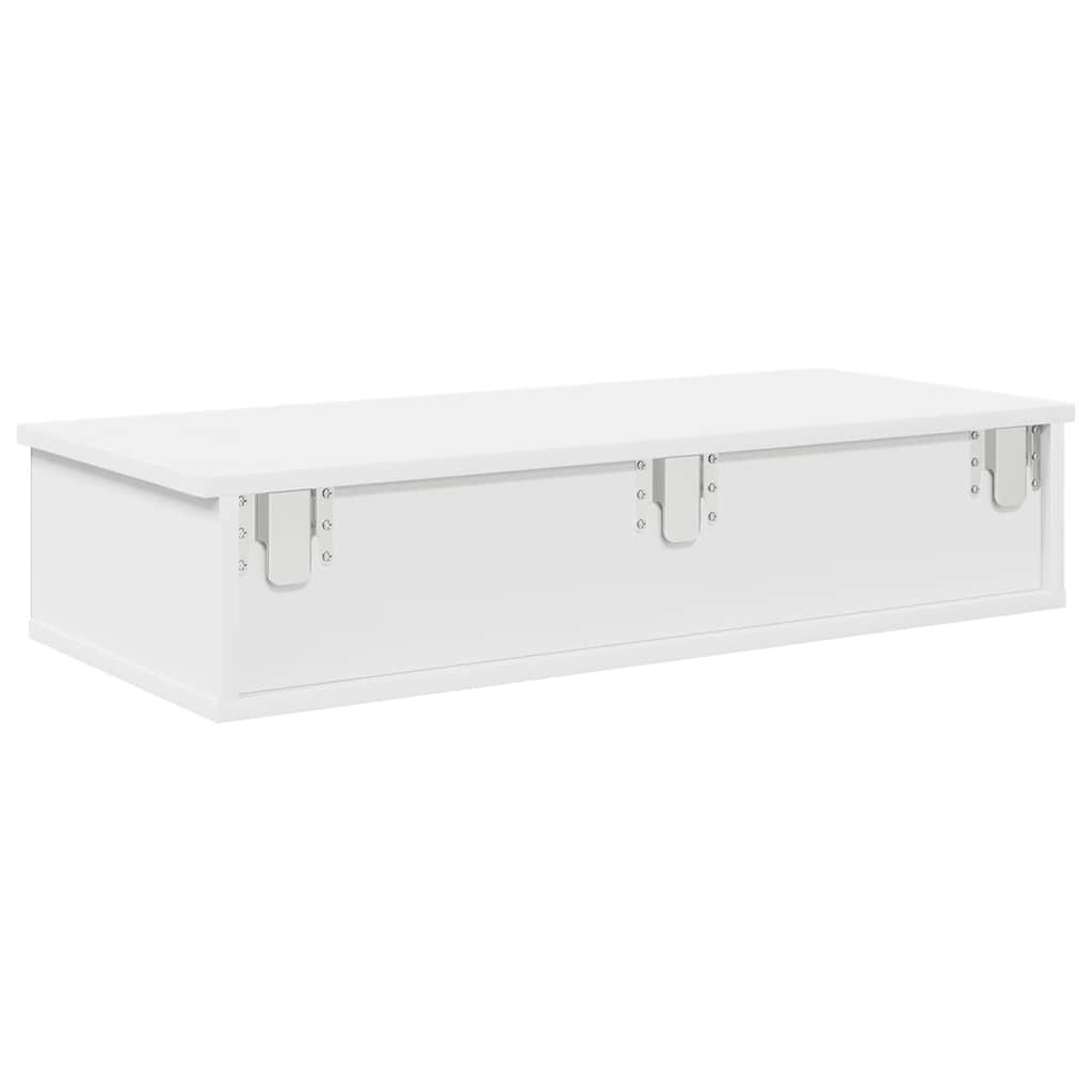 vidaXL Wall Shelf with Drawers White 80x34x17 cm Engineered Wood 6
