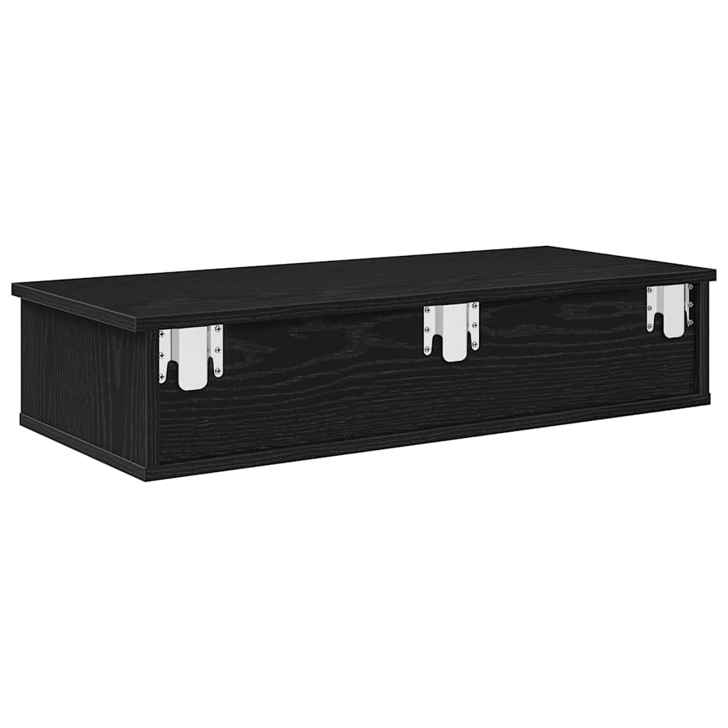 vidaXL Wall Shelf with Drawers Black 80x31x17 cm Engineered Wood 6