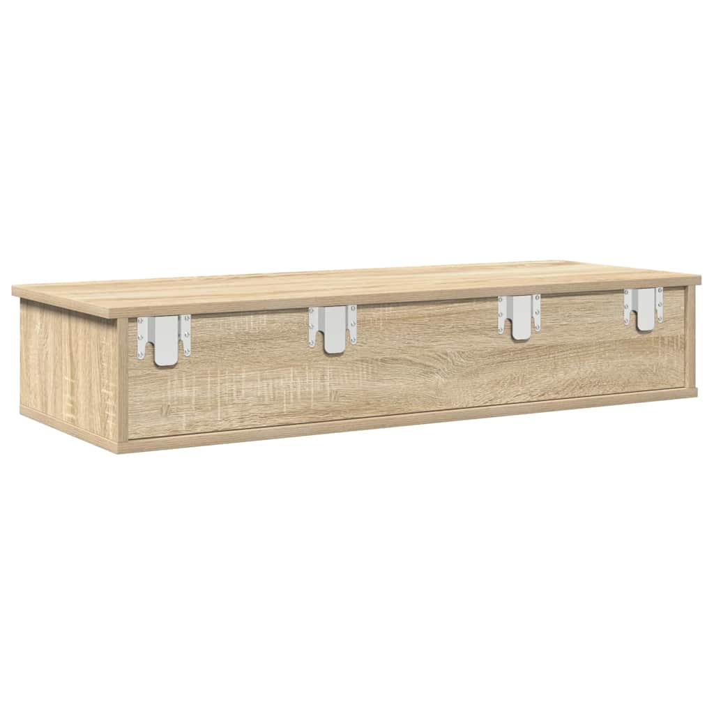 vidaXL Wall Shelf with Drawers Sonoma Oak 100x37.5x19 cm Engineered Wood 6
