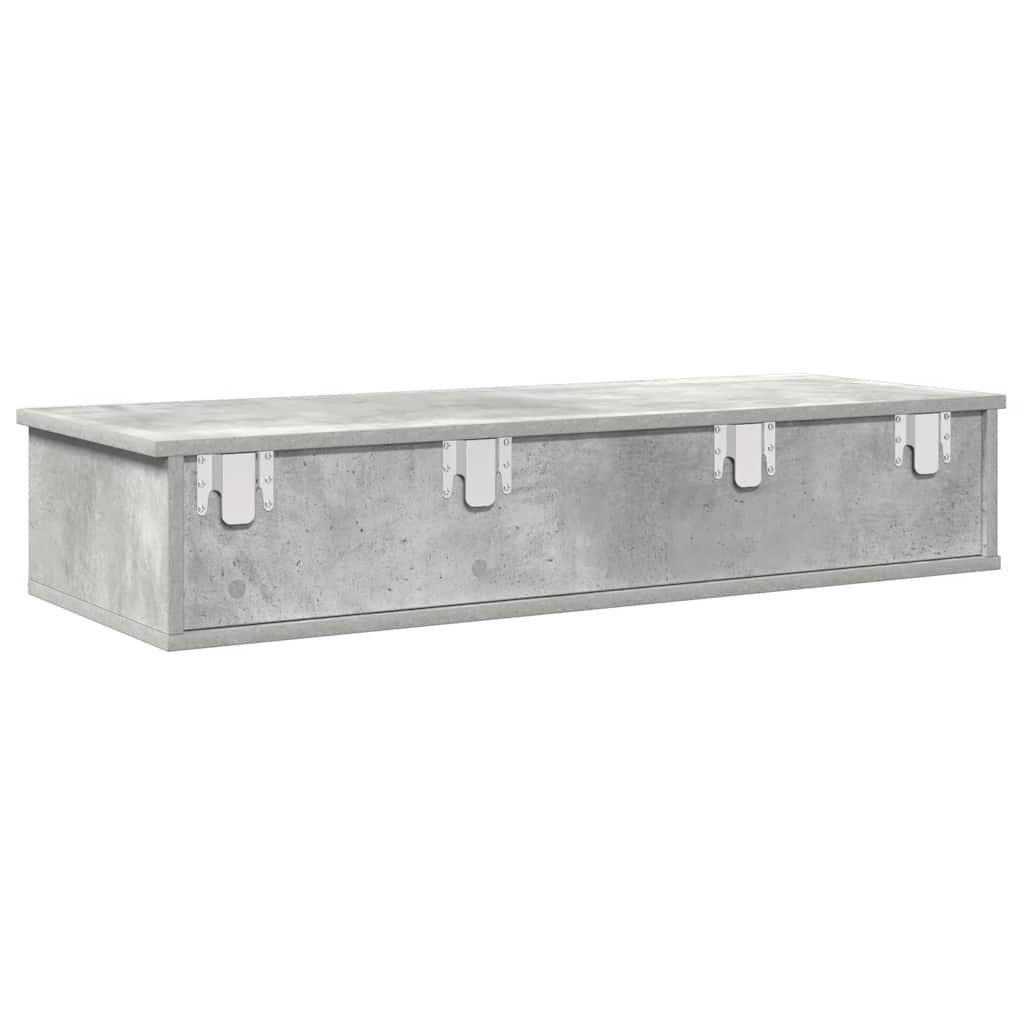 vidaXL Wall Shelf with Drawers Concrete Grey 100x37.5x19 cm Engineered Wood 6