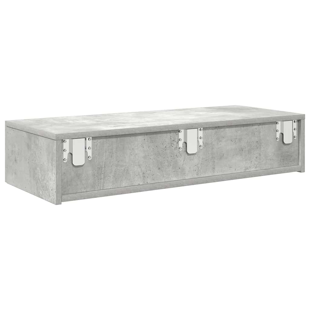 vidaXL Wall Shelf with Drawers Concrete Grey 80x33x17 cm Engineered Wood 6