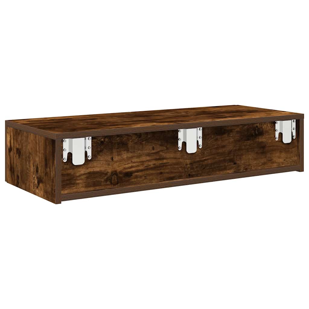 vidaXL Wall Shelf with Drawers Smoked Oak 80x33x17 cm Engineered Wood 6