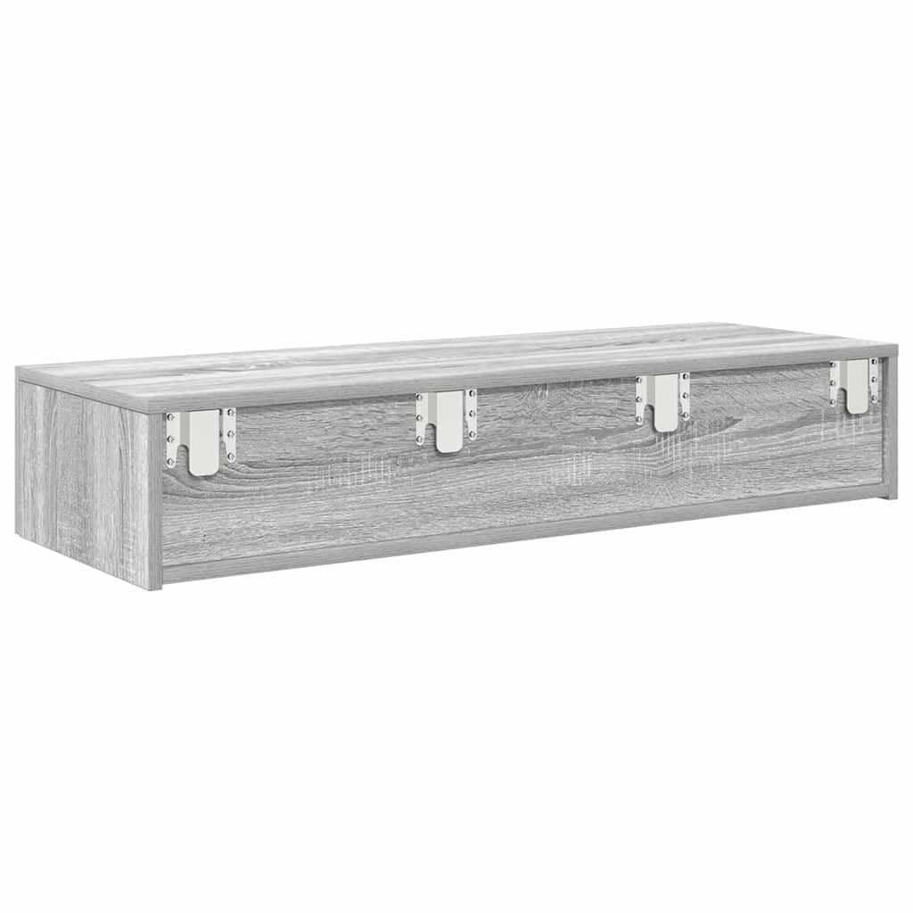 vidaXL Wall Shelf with Drawers Grey Sonoma 100x36x19 cm Engineered Wood 6