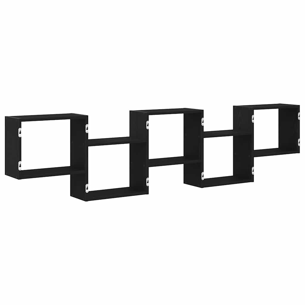 vidaXL Wall Cube Shelf 5 Compartments Black Engineered Wood 6