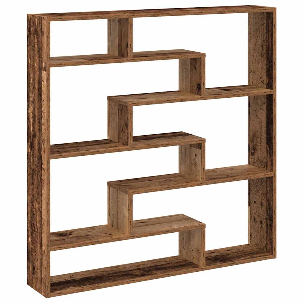 vidaXL Wall Cube Shelf 7 Compartments Old Wood Engineered Wood 6