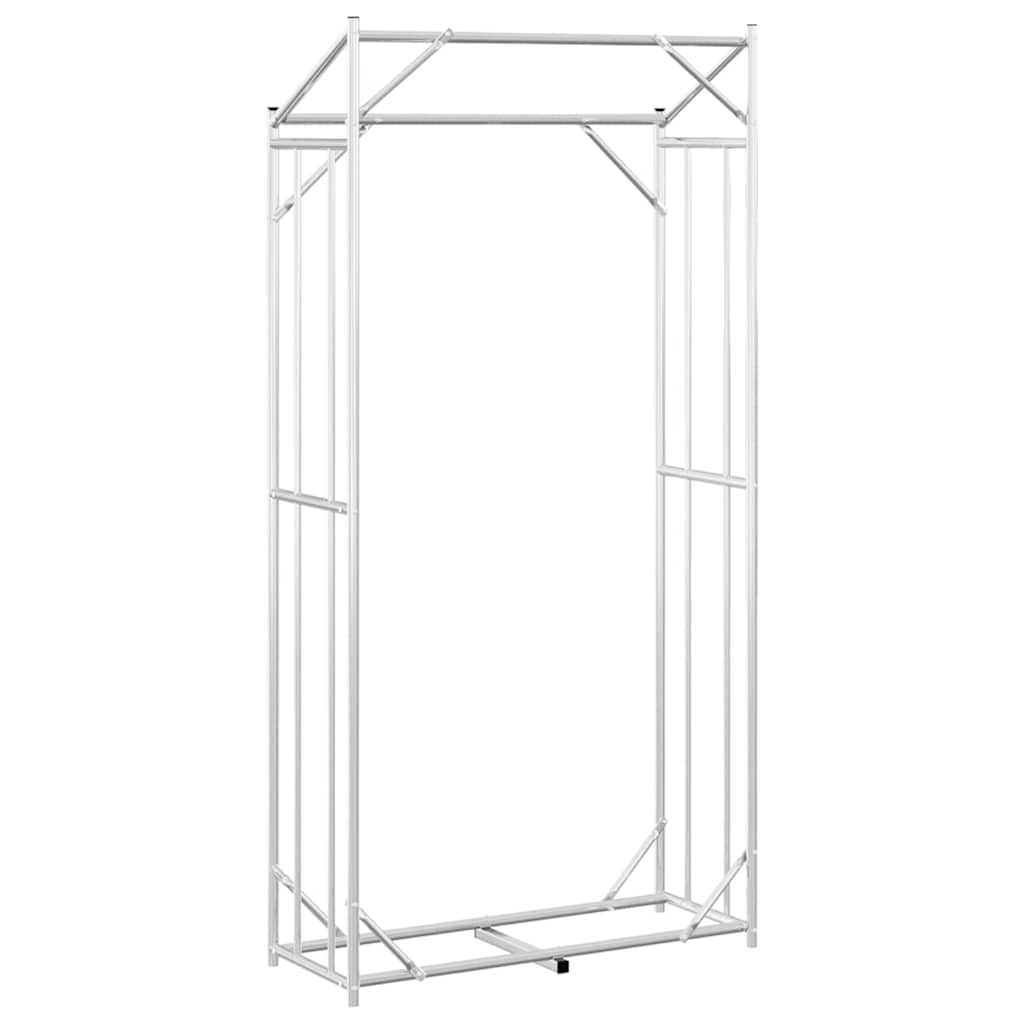 vidaxL Firewood Rack with Rain Cover 100x40x200 cm Galvanised Steel 6