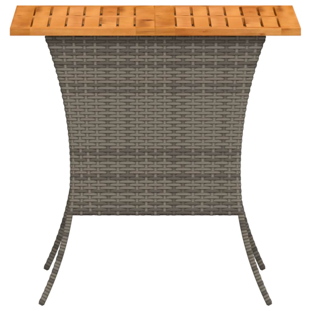 vidaXL Garden Table with Acacia Wood Top Grey 105x75x72 cm Poly Rattan 6