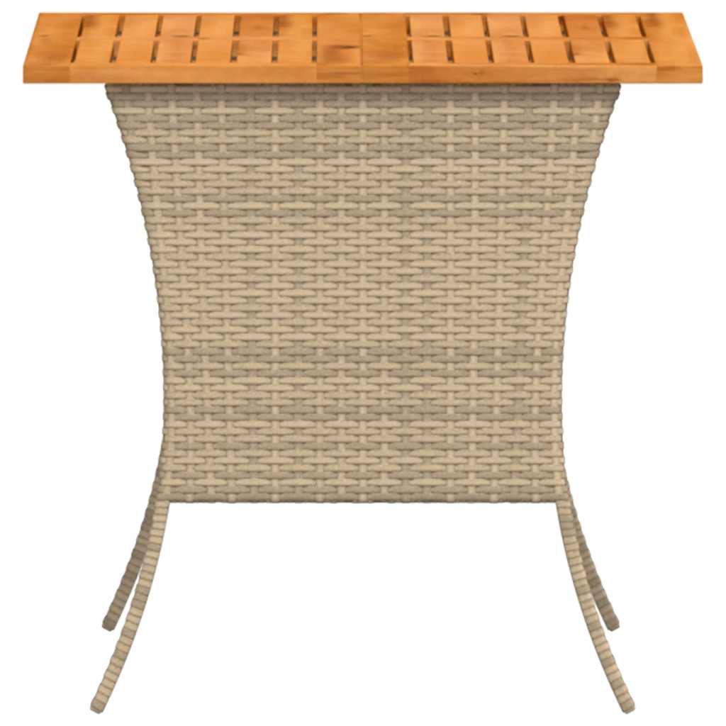 vidaXL Garden Table with Acacia Wood Top Beige 105x75x72 cm Poly Rattan 6