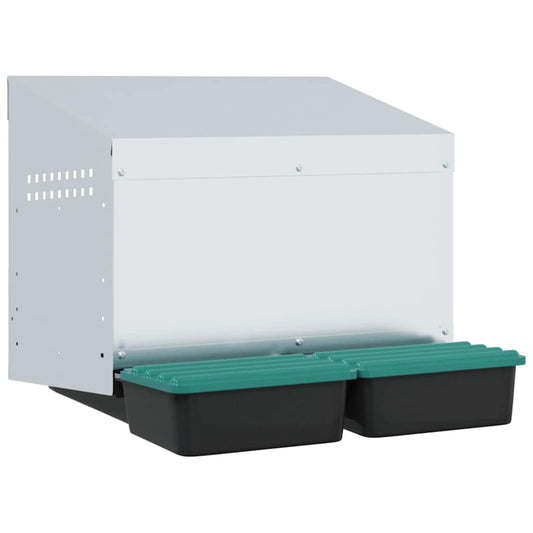vidaXL Chicken Nesting Box 2 Compartments Wall-Mounted Galvanised Steel 2