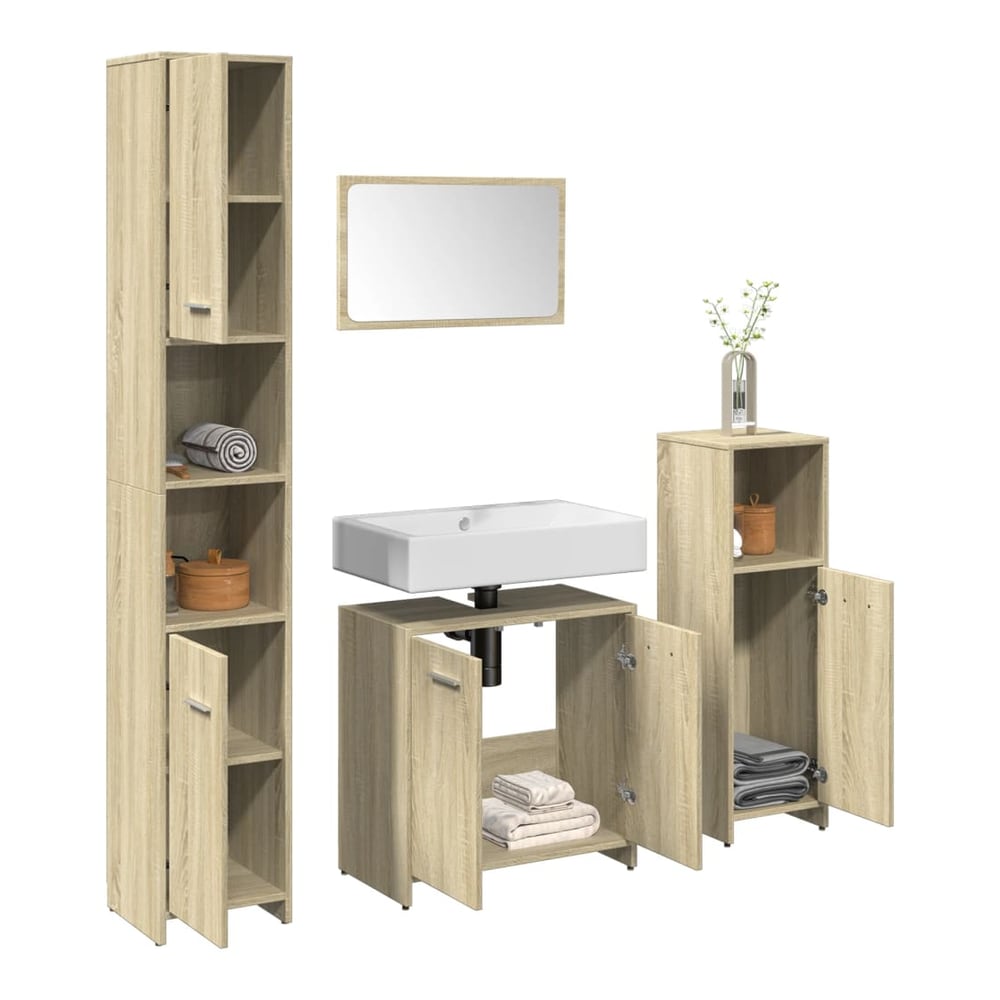 vidaXL 4 Piece Bathroom Furniture Set Engineered Wood