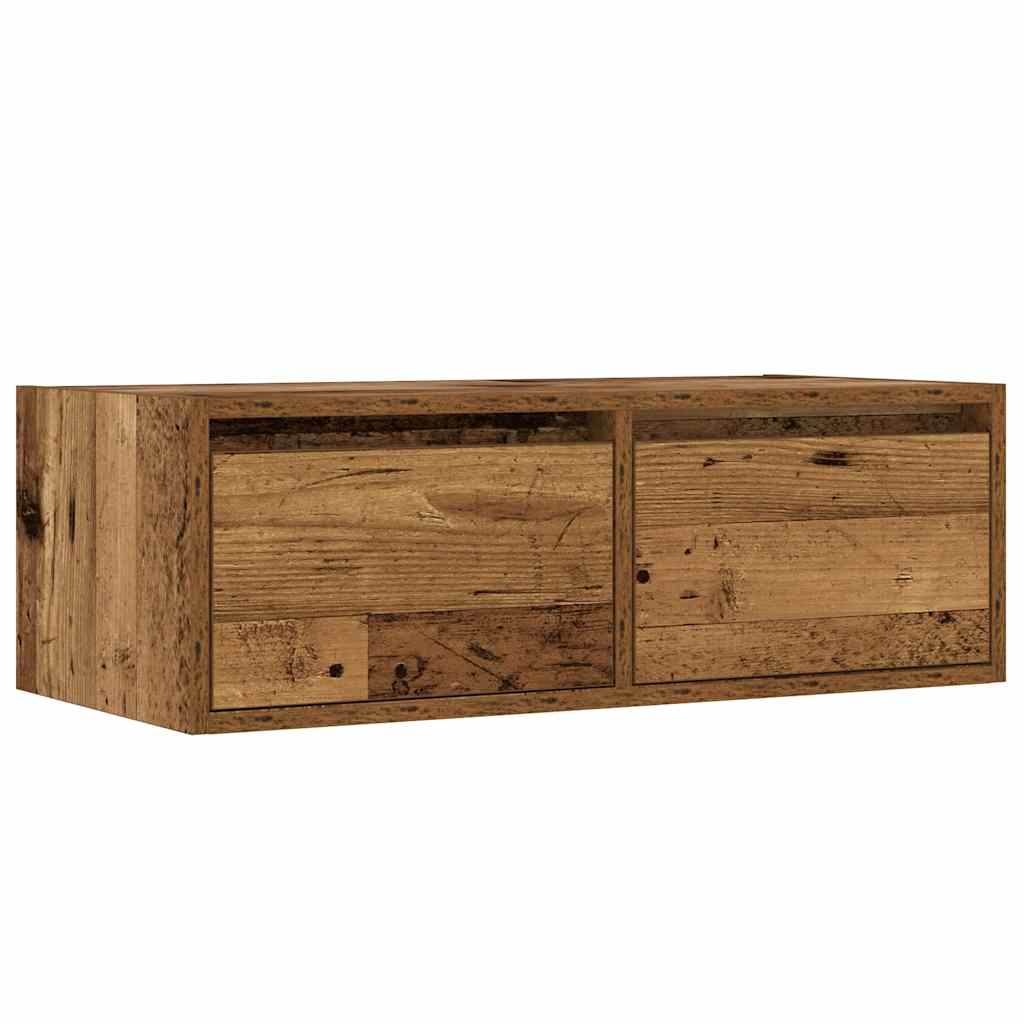 vidaXL TV Cabinet with LED Lights Old Wood 75x35.5x25 cm 6