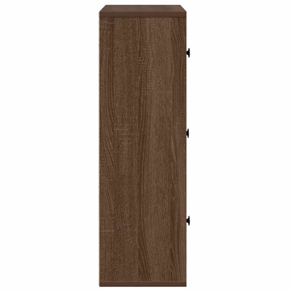vidaXL Bookcase Brown Oak 60x24x76.5 cm Engineered Wood 6