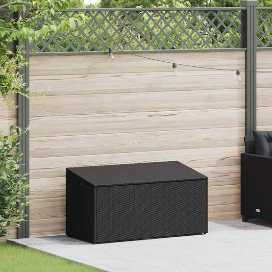 Garden Storage Box Poly Rattan Black 110 x 50 x 58 cm