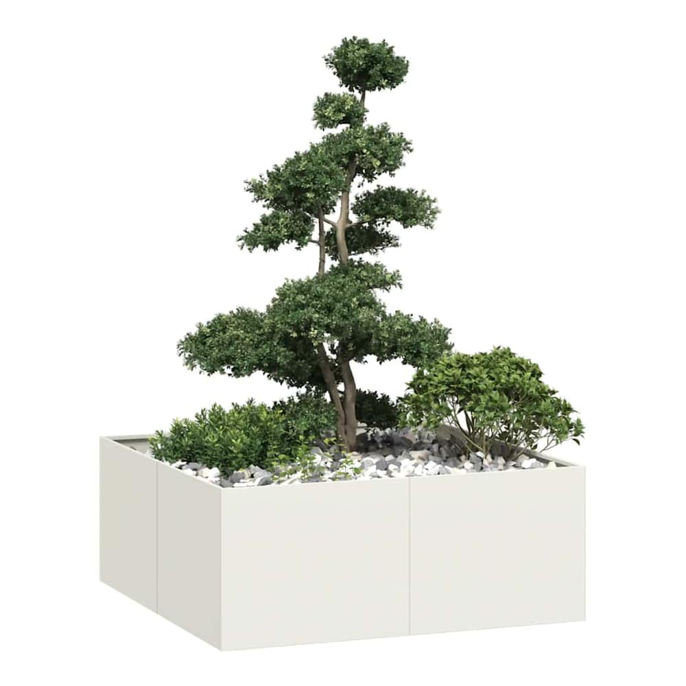 Planter 100x100x40 cm Steel White
