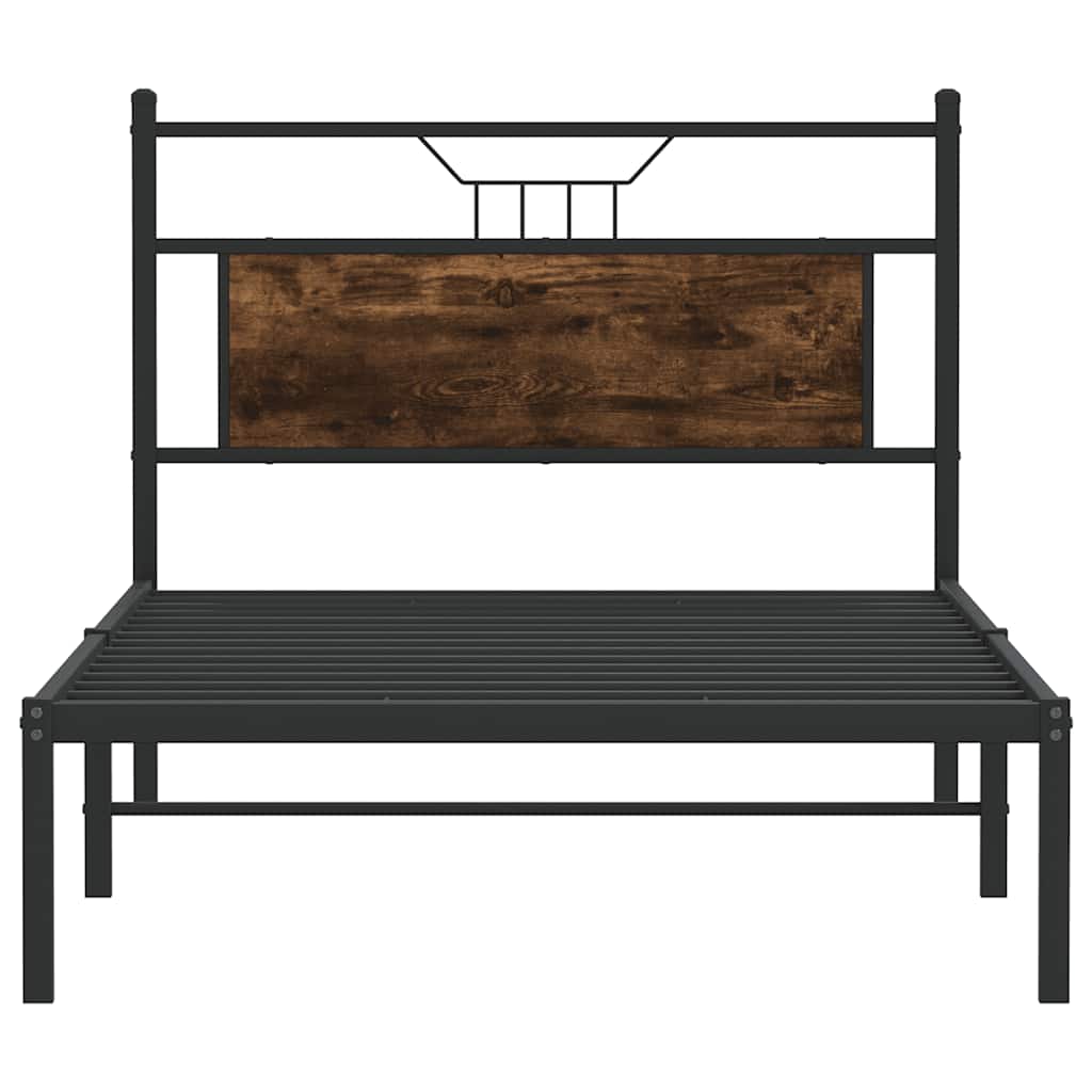 vidaXL Bed Frame without Mattress Smoked Oak 100x200 cm Engineered Wood 6