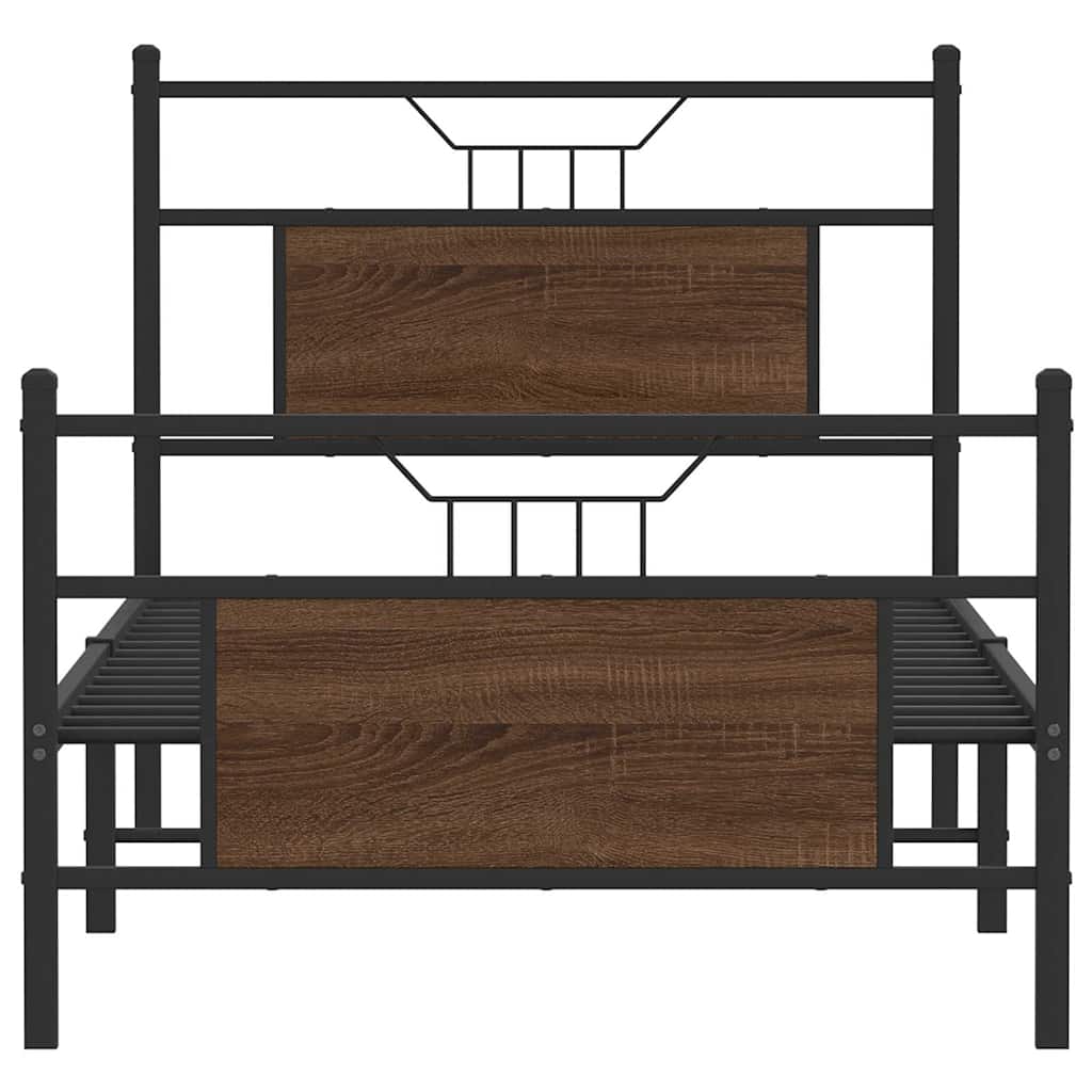 vidaXL Bed Frame without Mattress Brown Oak 75x190 cm Small Single Engineered Wood 6
