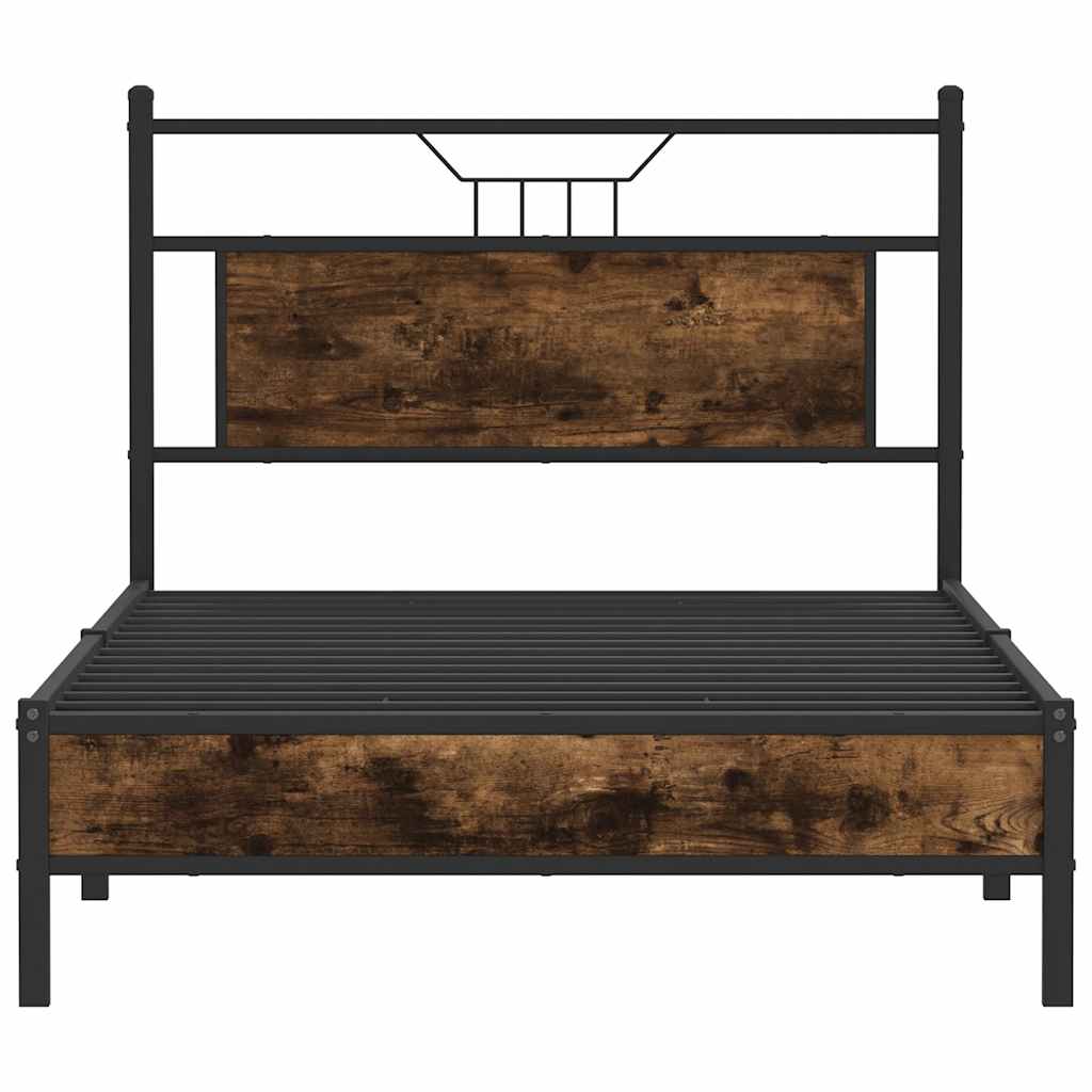 vidaXL Bed Frame without Mattress Smoked Oak 100x190 cm Engineered Wood 6