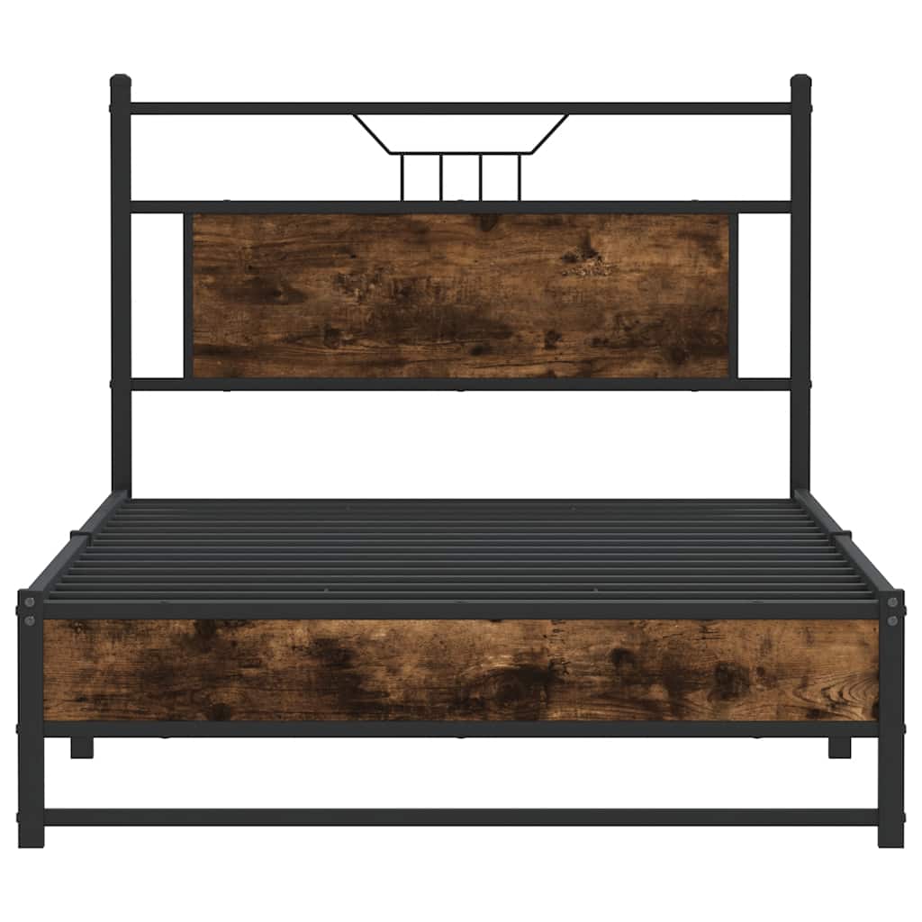 vidaXL Bed Frame without Mattress Smoked Oak 100x200 cm Engineered Wood 6
