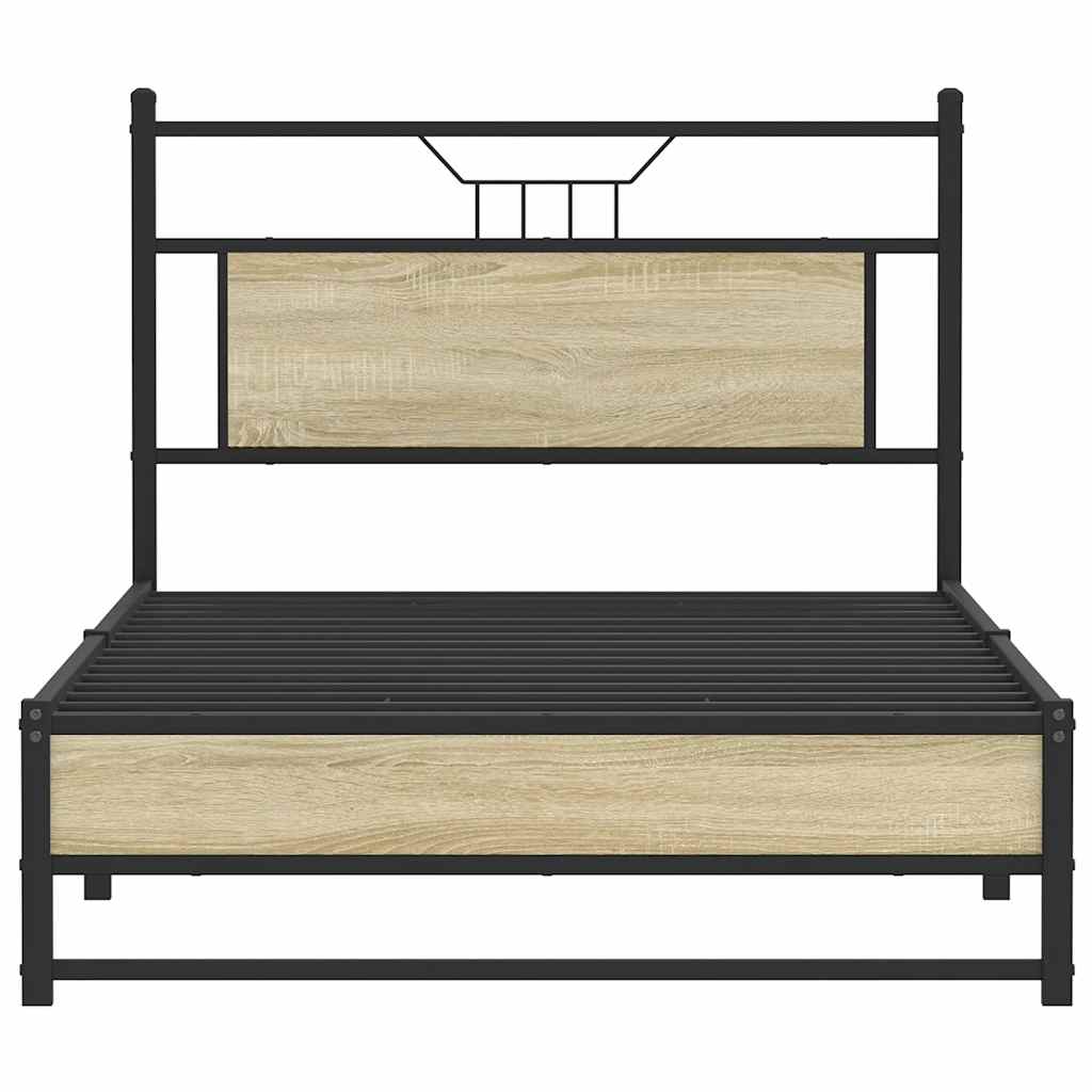 vidaXL Bed Frame without Mattress Sonoma Oak 100x190 cm Engineered Wood 6