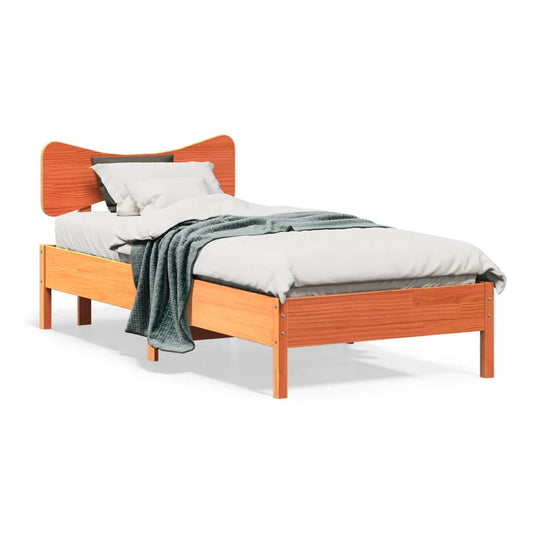 Bed Frame without Mattress Solid Wood Pine Length 200 cm Wax brown 100 cm