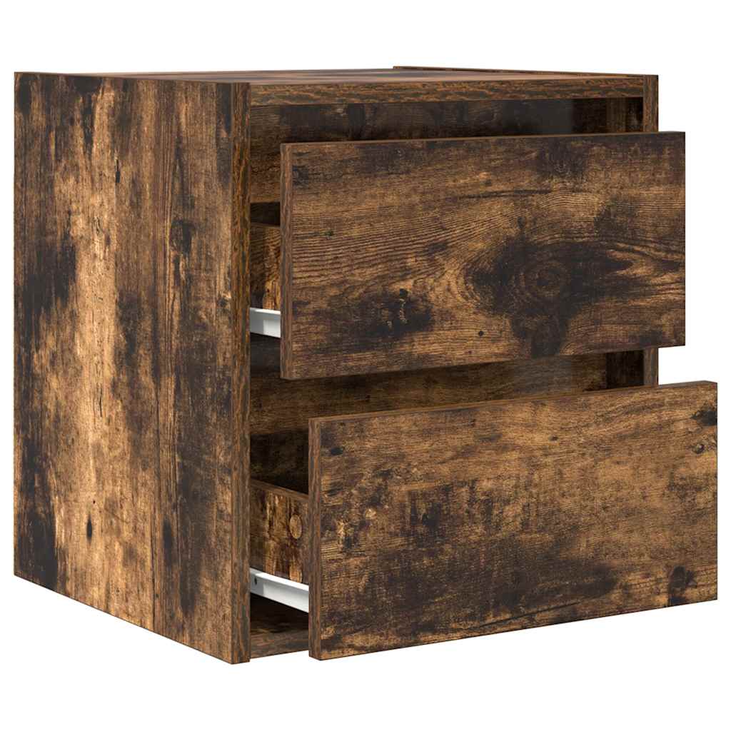 vidaXL Wall-mounted Bedside Cabinets 2 pcs Smoked Oak 38x34x40 cm 6