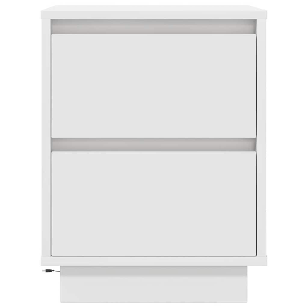 vidaXL Bedside Cabinet with LED Lights White 38x34x50 cm 6