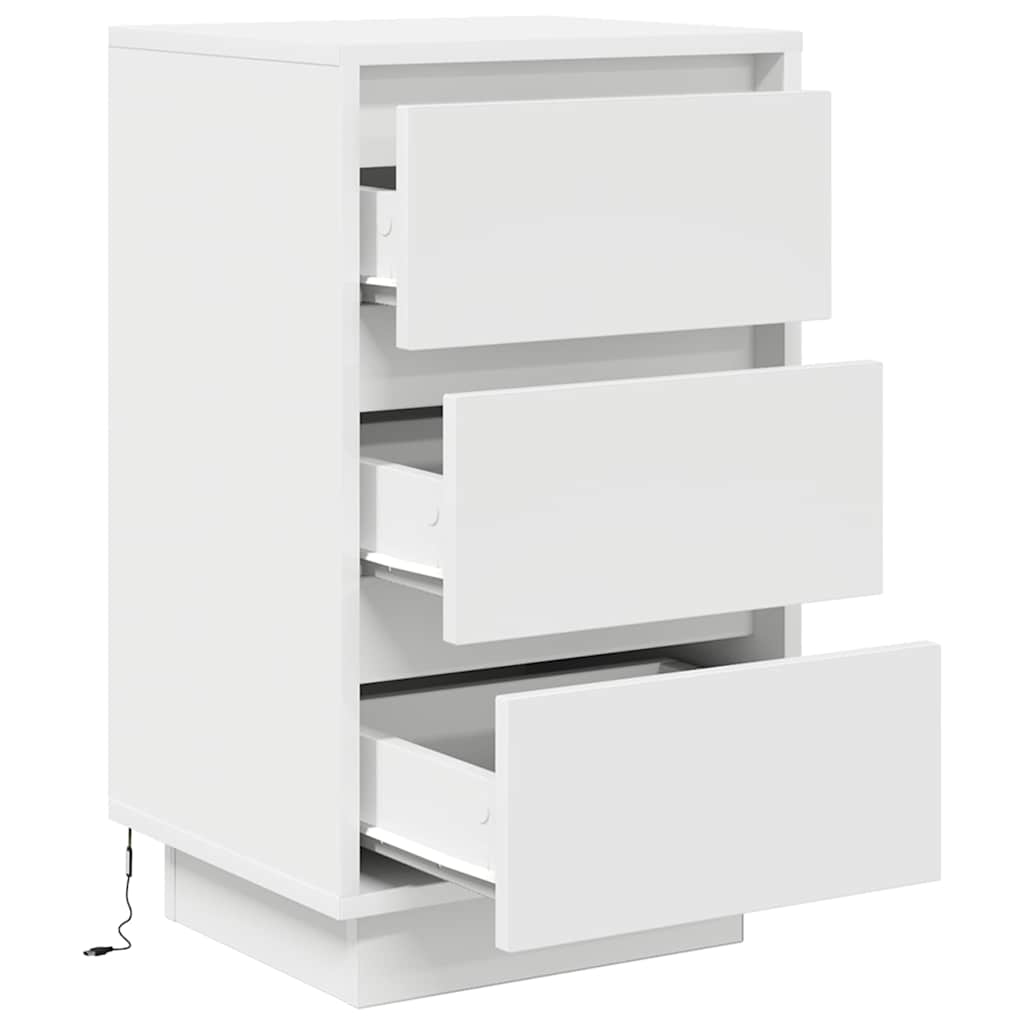 vidaXL Bedside Cabinet with LED Lights White 38x34x65 cm 6