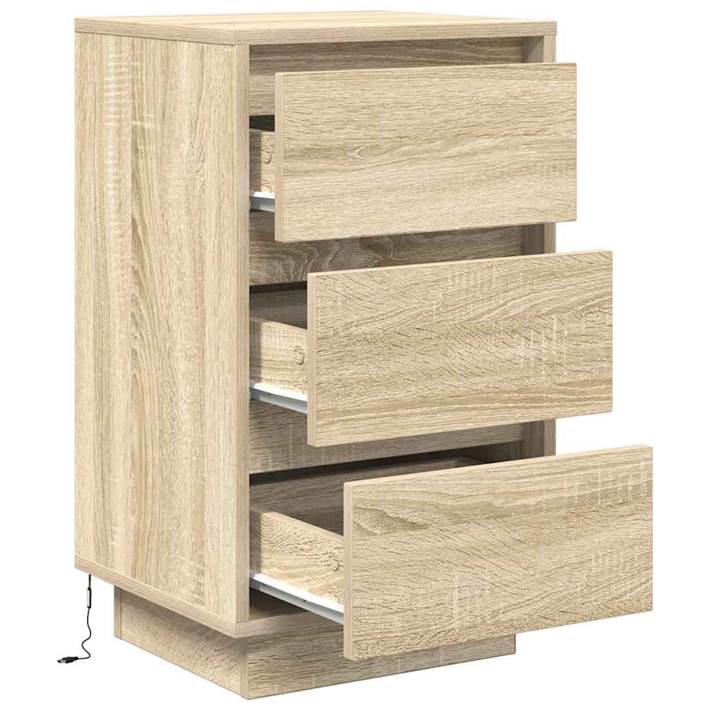 vidaXL Bedside Cabinet with LED Lights Sonoma Oak 38x34x65 cm 6