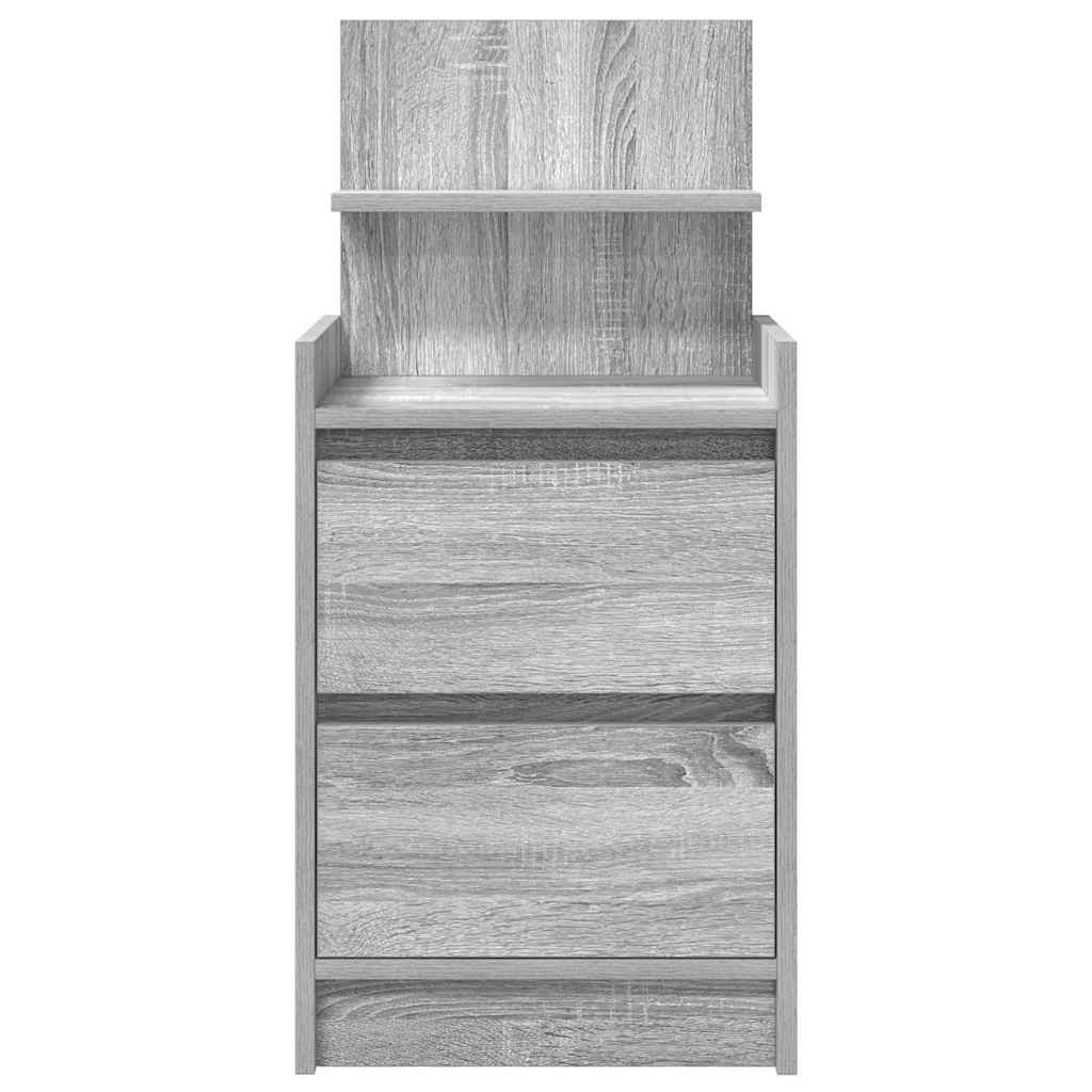 vidaXL Bedside Cabinet with 2 Drawers Grey Sonoma 38x34x80 cm 6
