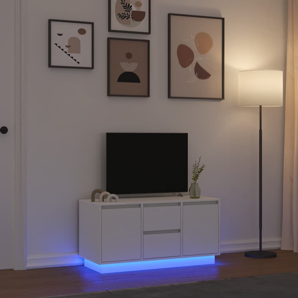 TV Cabinet with LED Lights 100x41x50 cm White