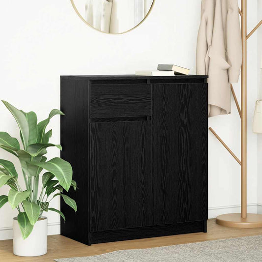 Sideboard with Drawer 71x35x84 cm Engineered Wood Black oak