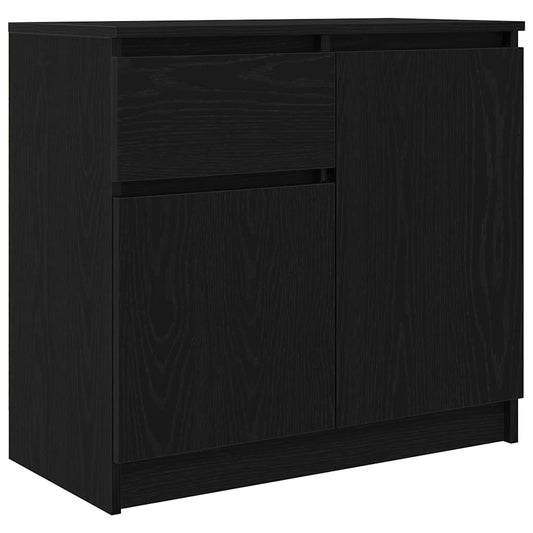 vidaXL Sideboard with Drawer Black Oak 71x35x65 cm Engineered Wood 2